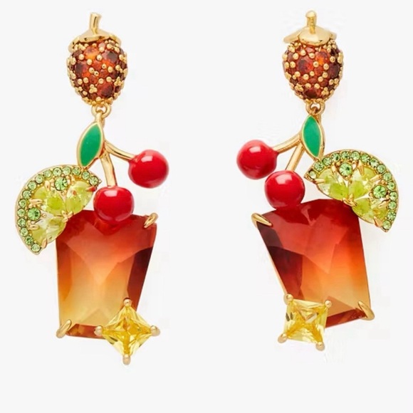 Kate Spade Sweet Treasures Drop Earrings NWT Cocktail Glasses MSRP $128 - Picture 4 of 16